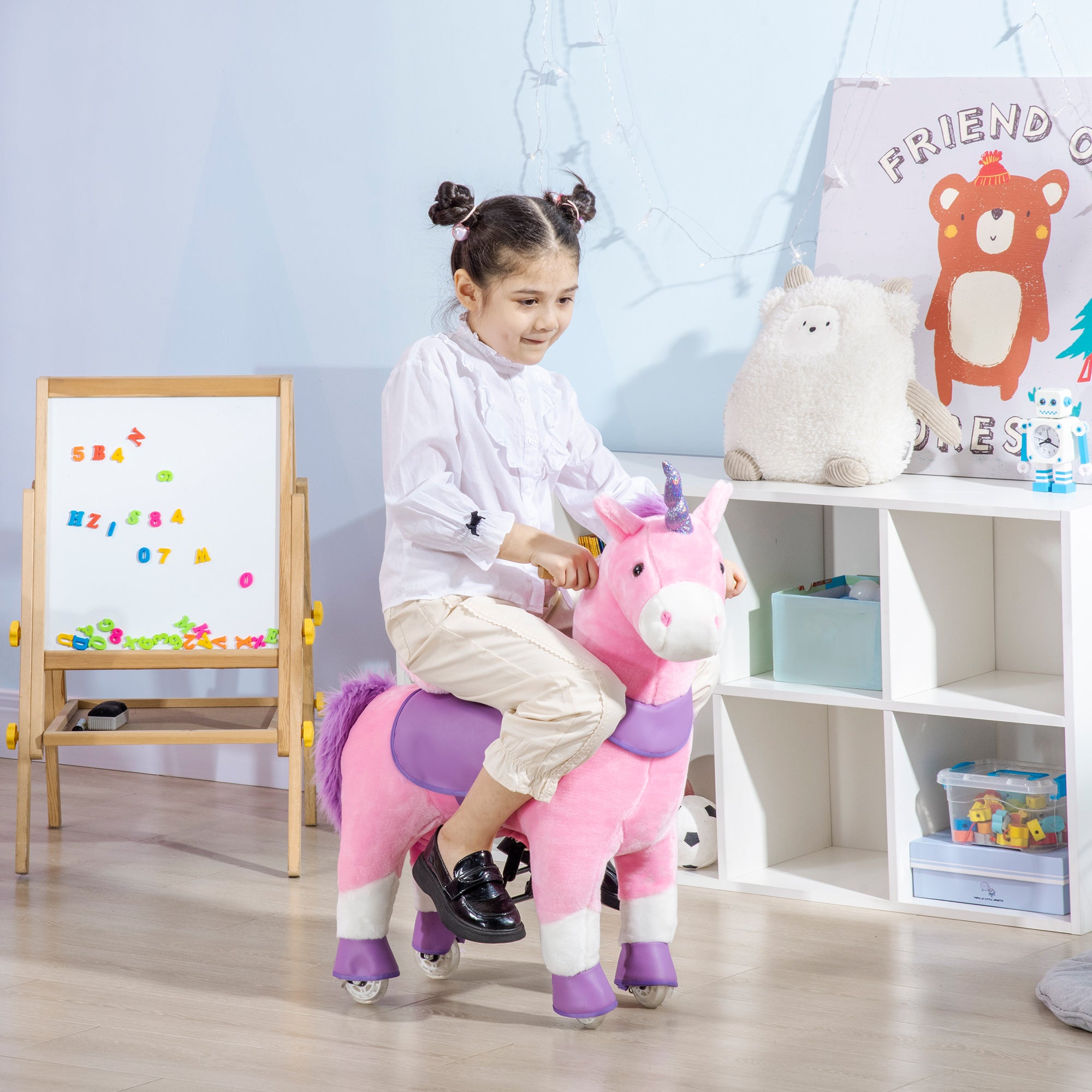 Kids Plush Toy Rocking Horse Pony Toddler Ride on Animal Rocker with Realistic Sounds