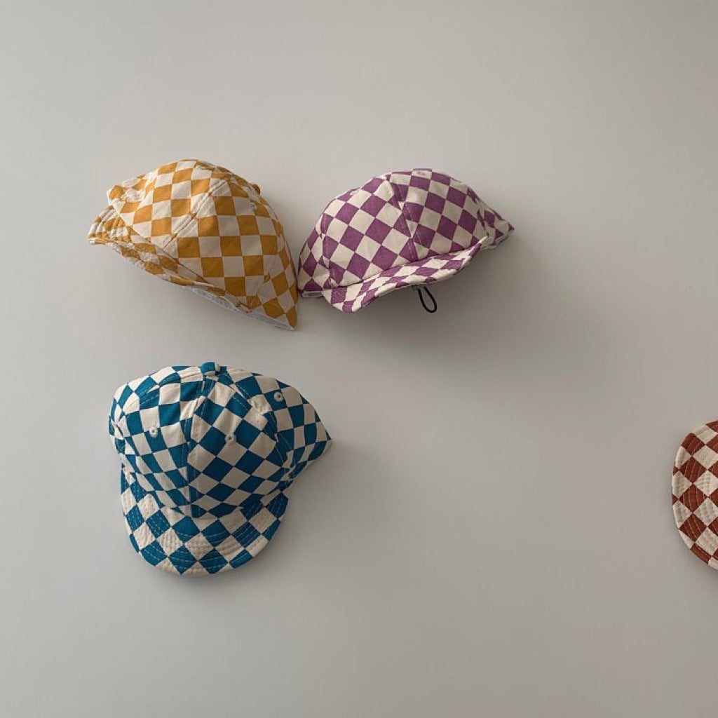 Baby Boy And Girl Checkerboard Soft Brim Hat
