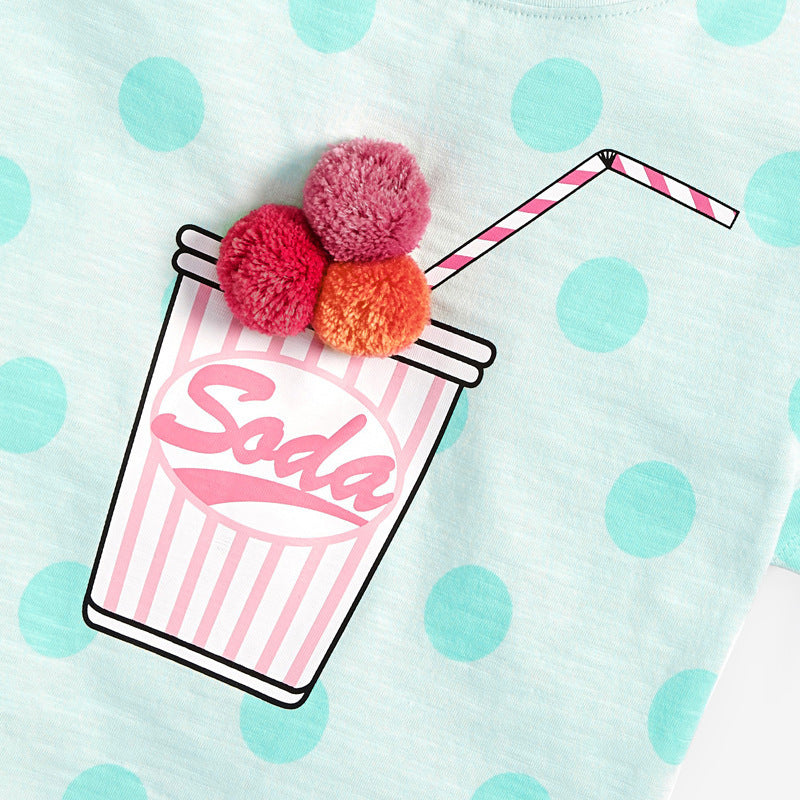 Girls' Knitted Cotton Short-sleeved