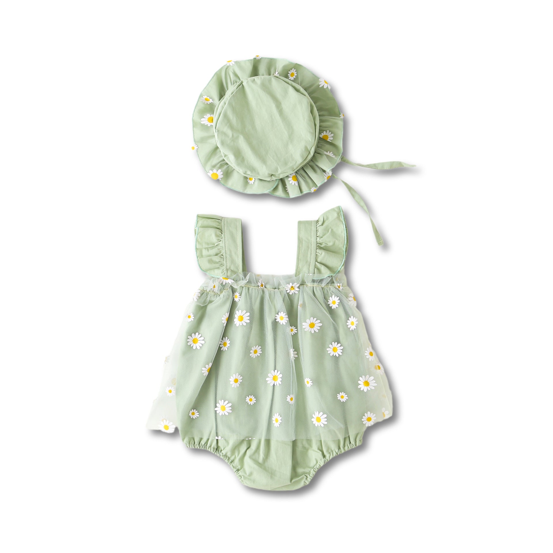 Baby Girl Sleeveless Dress Romper with Cap