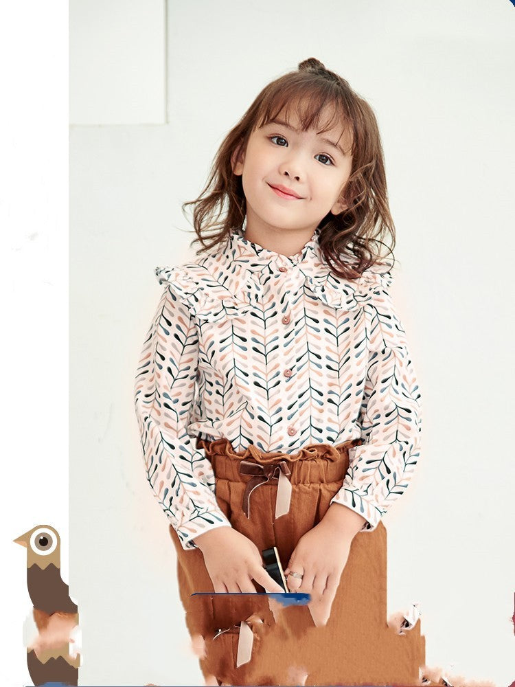 Girls Cotton Lapel Neck Top