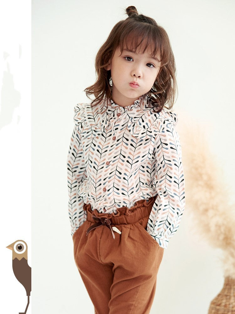 Girls Cotton Lapel Neck Top