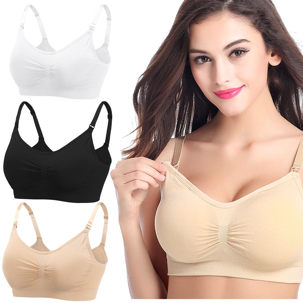 3pcs No Steel Ring Front Buckle Seamless Breastfeeding Bra