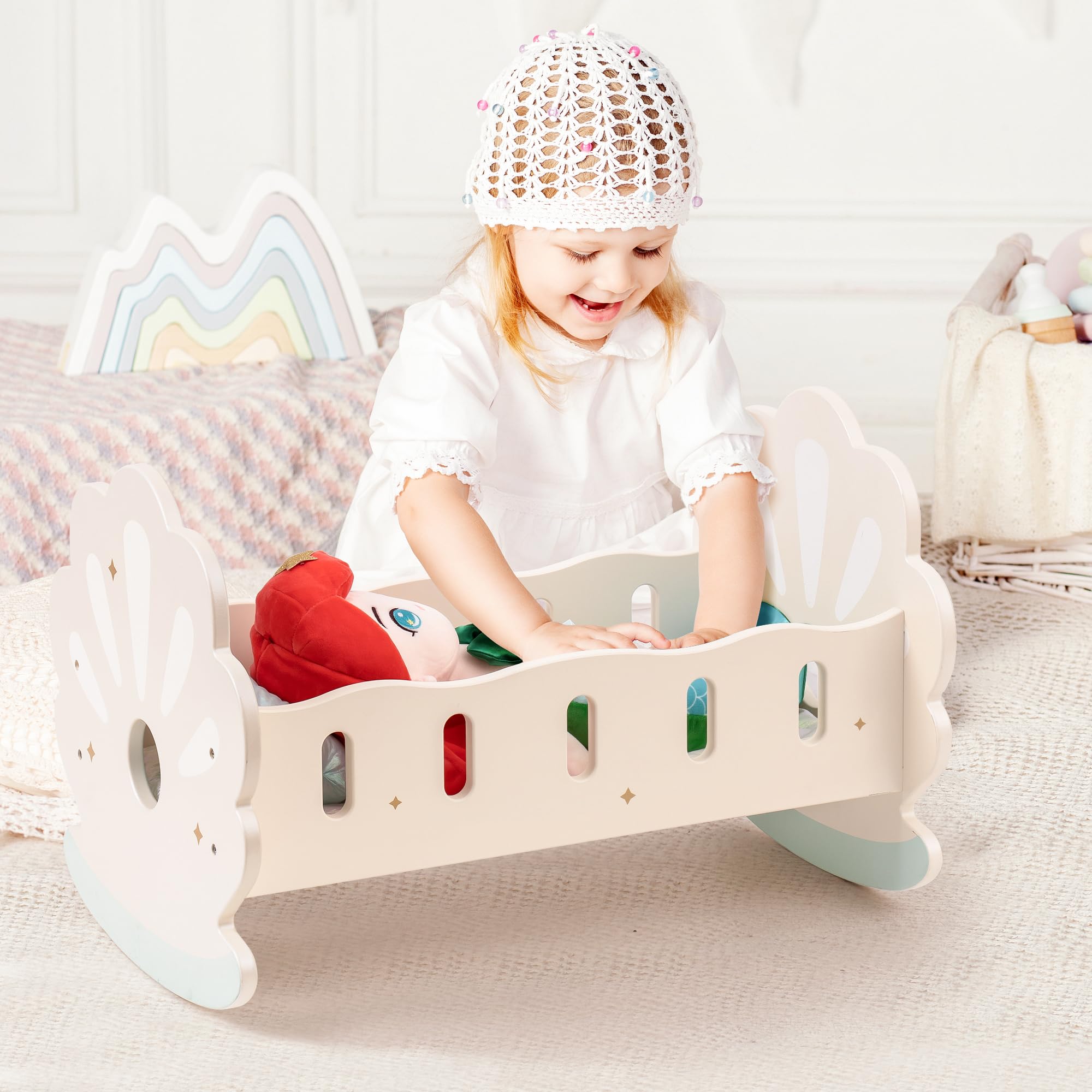 ROBOTIME Baby Doll Crib