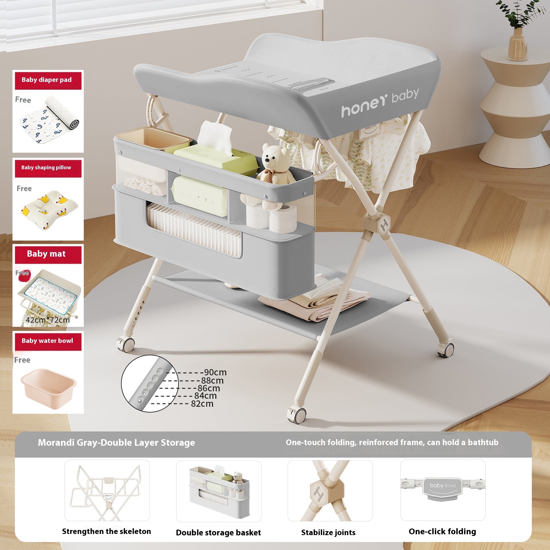 Multifunctional Foldable Diaper-changing Table Baby Care Urine Exchange