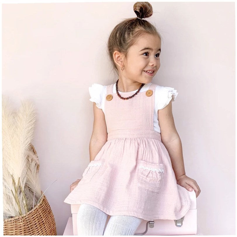 Girls Solid Color Casual Dress