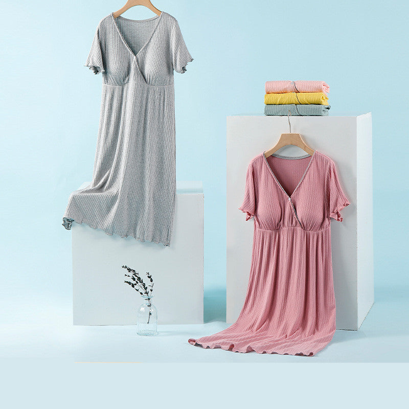 Breastfeeding Dress Thin Breastfeeding Modal Pajamas