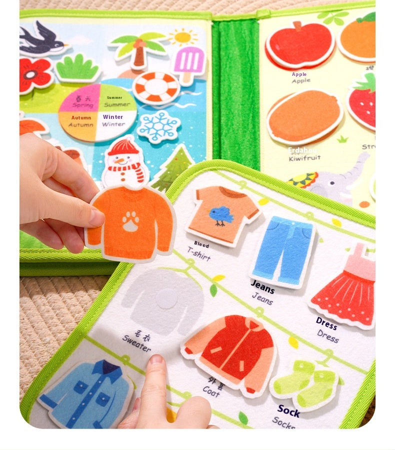 Early Education Toys Tear-proof Velcro Baby Hand Cloth Book
