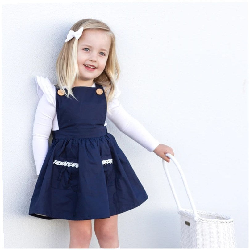 Girls Solid Color Casual Dress