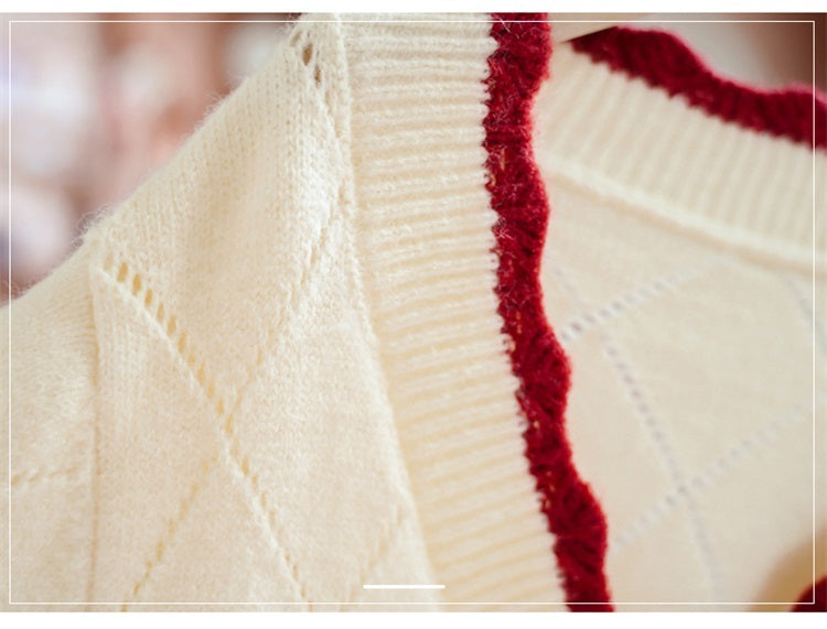 Girls V-Neck Knit Cardigan Sweater