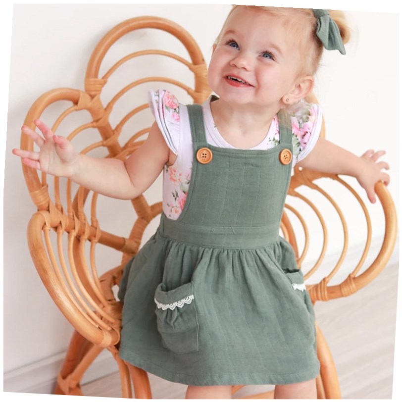 Girls Solid Color Casual Dress