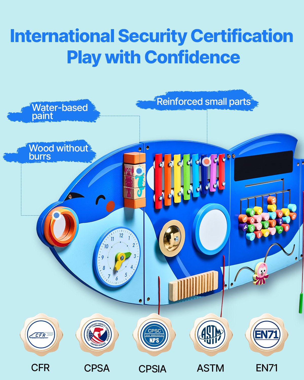 Orca Activity Wall Busy Board Panels, 12 Activities