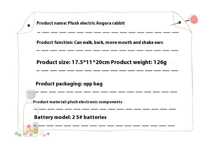 Plush Electric Walking And Moving Mouth Shaking Ears Long-haired Rabbit Pet Toy