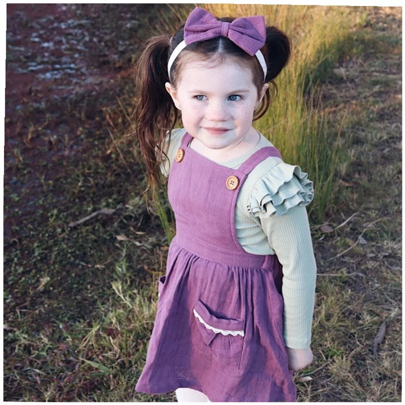 Girls Solid Color Casual Dress