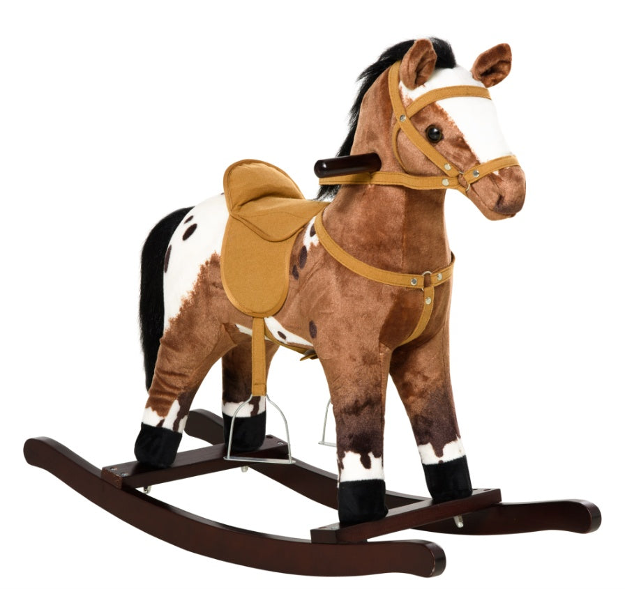 Rocking Horse Kids Plush Ride-On Toy Nursery Rhyme Music