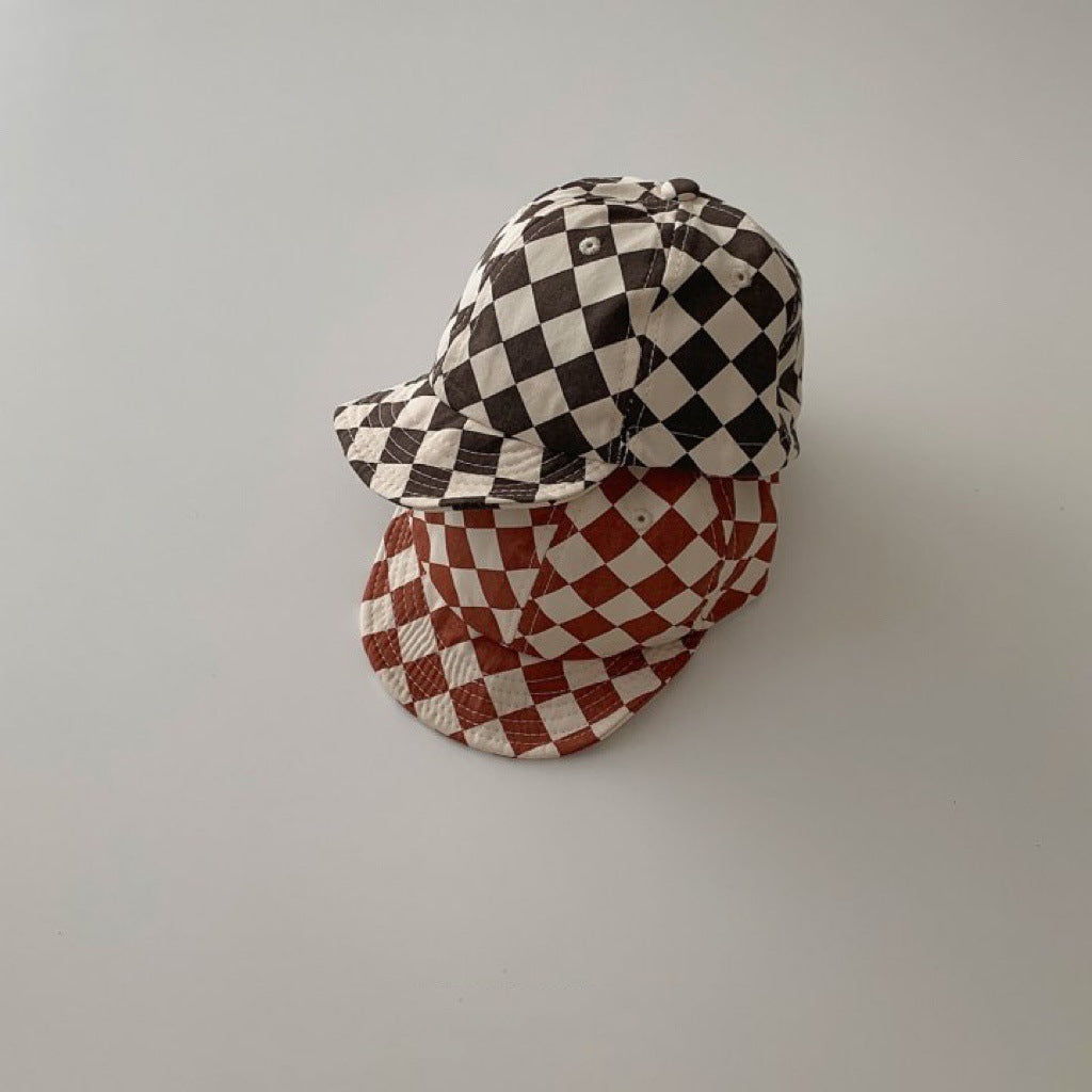 Baby Boy And Girl Checkerboard Soft Brim Hat