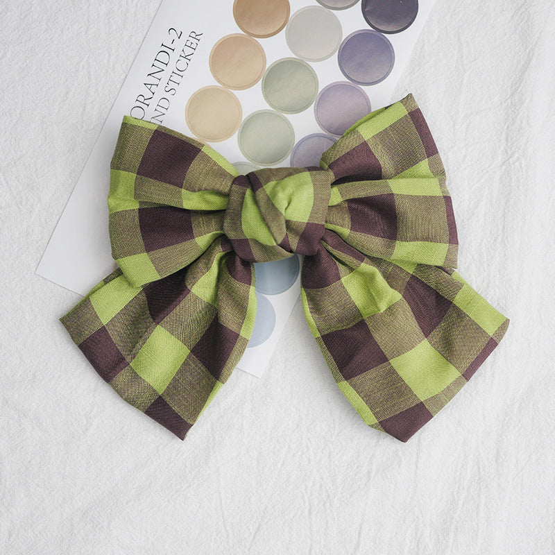 Cute Girl Plaid Fabric Bow Hair Clip