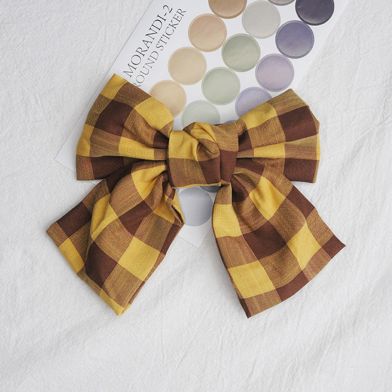 Cute Girl Plaid Fabric Bow Hair Clip