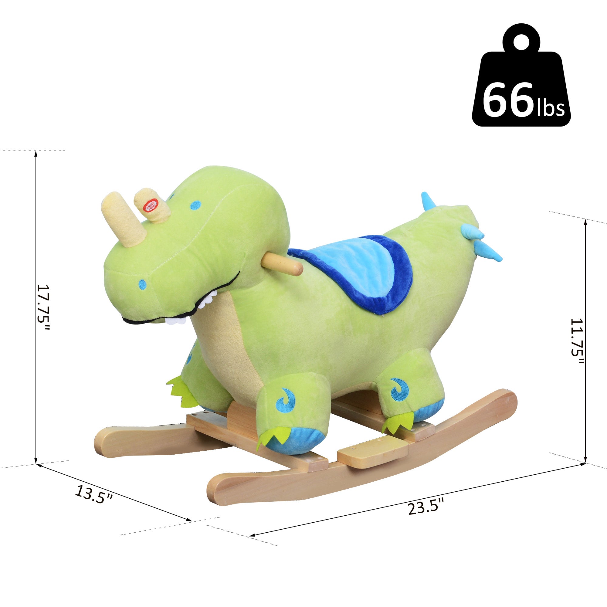 Kids Plush Ride-On Rocking Horse Toy Dinosaur Ride on Rocker with Realistic Sounds