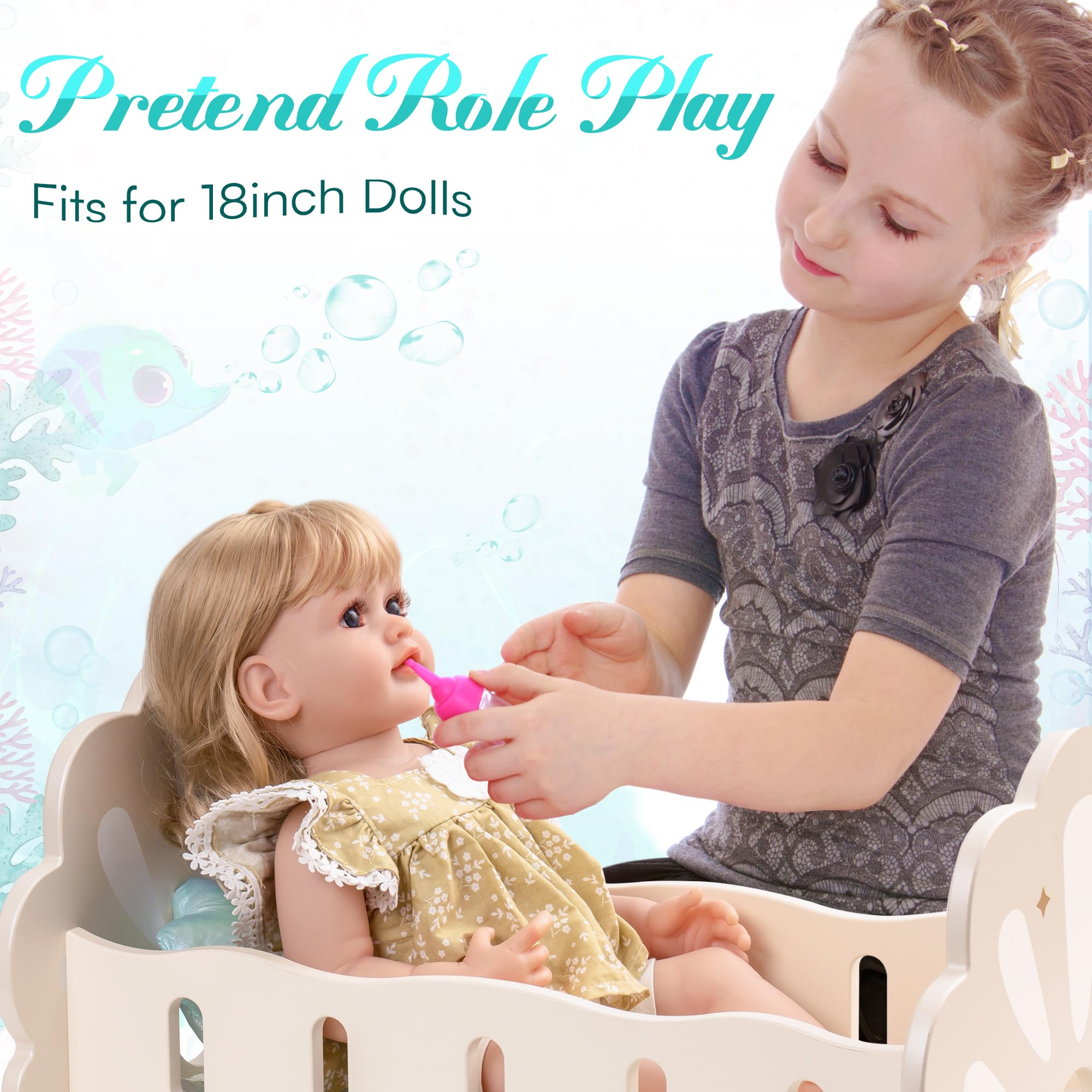 ROBOTIME Baby Doll Crib