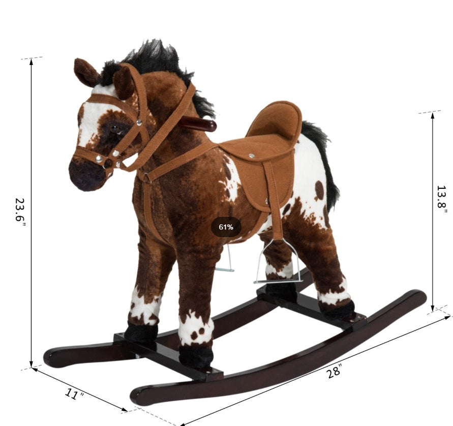 Rocking Horse Kids Plush Ride-On Toy Nursery Rhyme Music