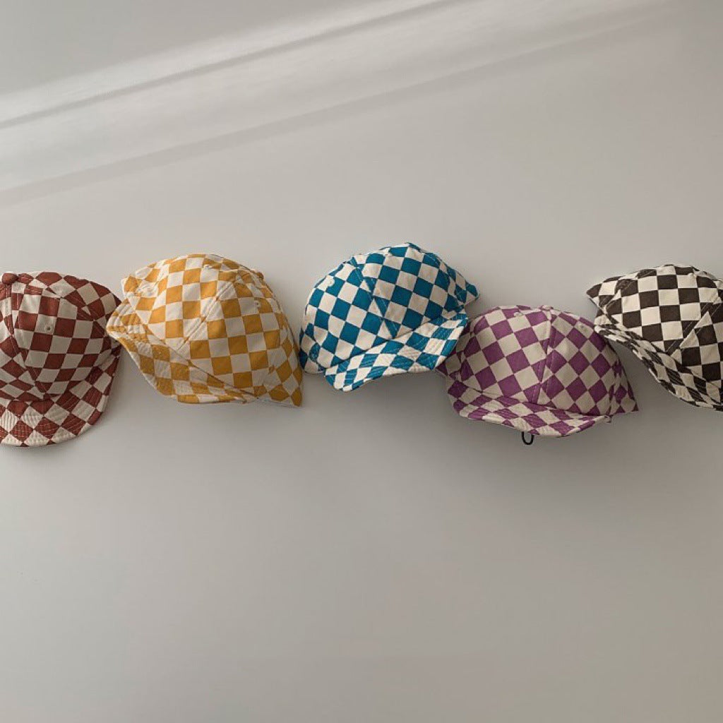 Baby Boy And Girl Checkerboard Soft Brim Hat