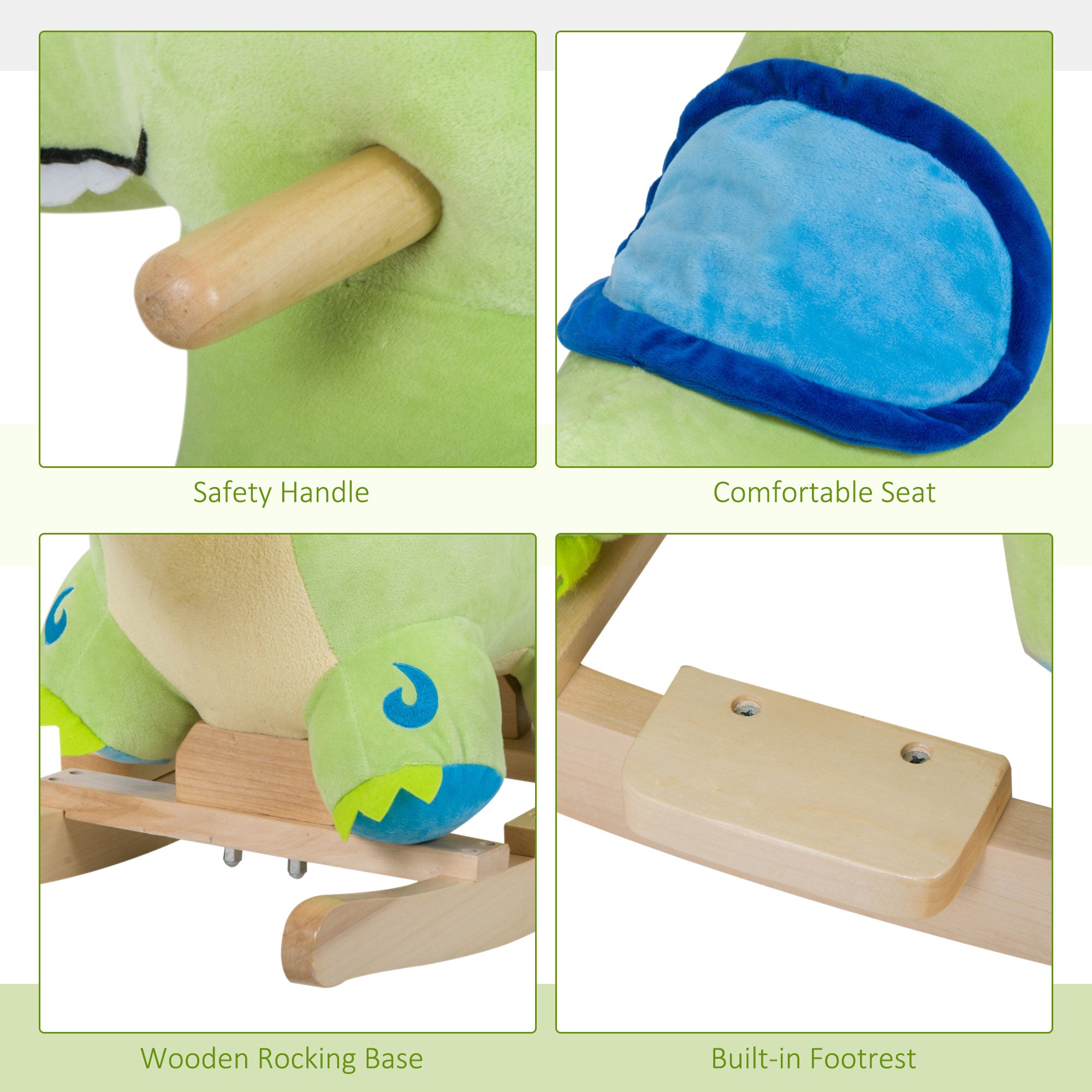 Kids Plush Ride-On Rocking Horse Toy Dinosaur Ride on Rocker with Realistic Sounds