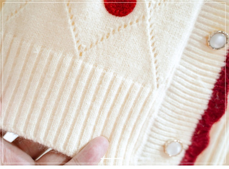 Girls V-Neck Knit Cardigan Sweater